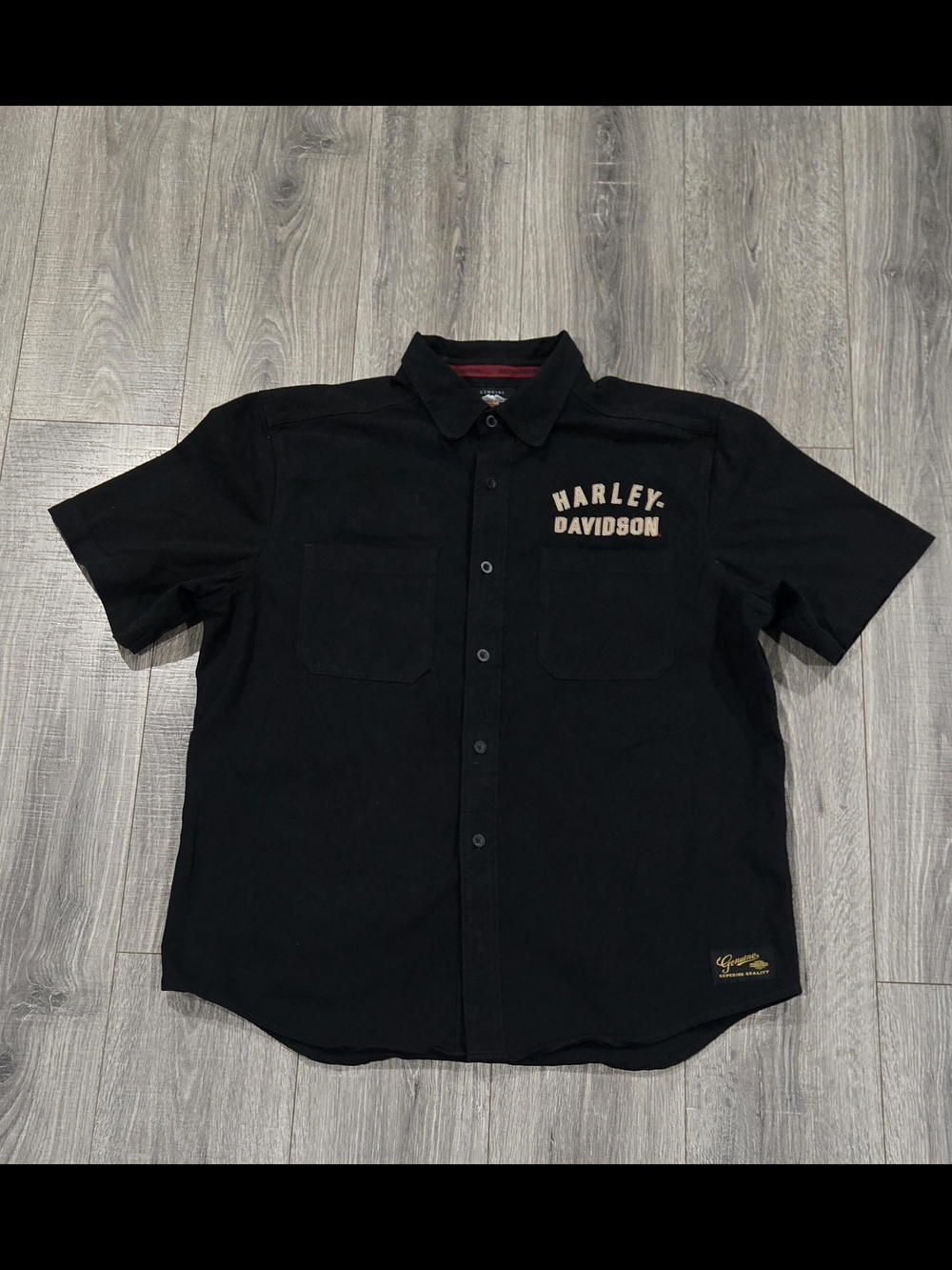 Harley-Davidson Men's Black Short Sleeve Button-Up Shirt.#444